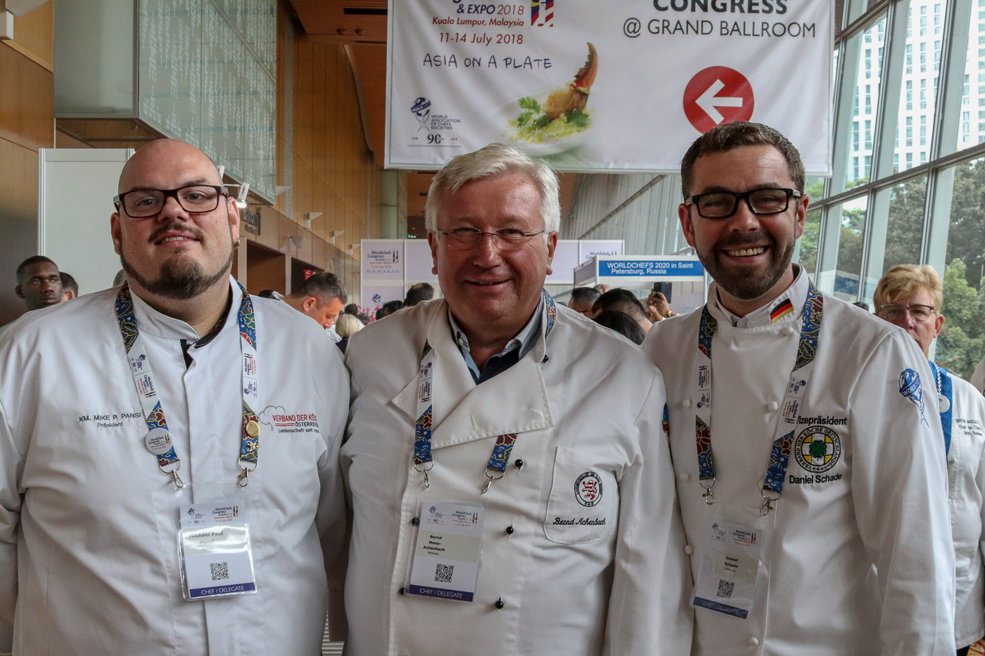 Familientreffen #1: Mike Pansi, Präsident des Verbands der Köche Österreichs, Bernd Moos-Achenbach und VKD-Vize Daniel Schade. Foto: Sonja Kuhl/VKD